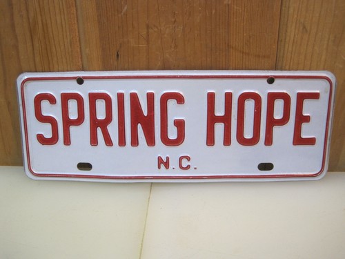 Rare Spring Hope North Carolina City License Plate Tag NC B8680