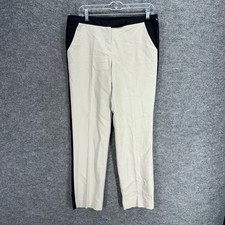 Light Dress Pants Women 10 Beige Mid Rise Pleated Straight Cotton Pockets