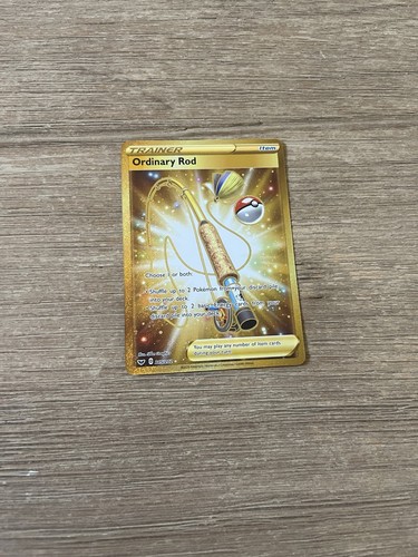 Pokemon Ordinary Rod - 215/202 Secret Rare Gold NM-Mint Sword & Shield Base Set