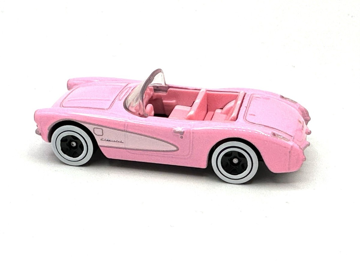 Loose Hot Wheels Premium Barbie Movie '56 Corvette (pink) Plastic