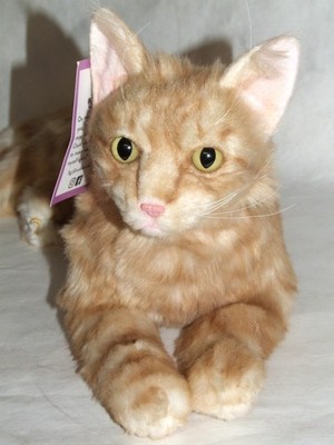 Cuddle Clones Plush Realistic Cat ''Bunny'' Orange Kitty W/Yellow Green Eyes - NWT