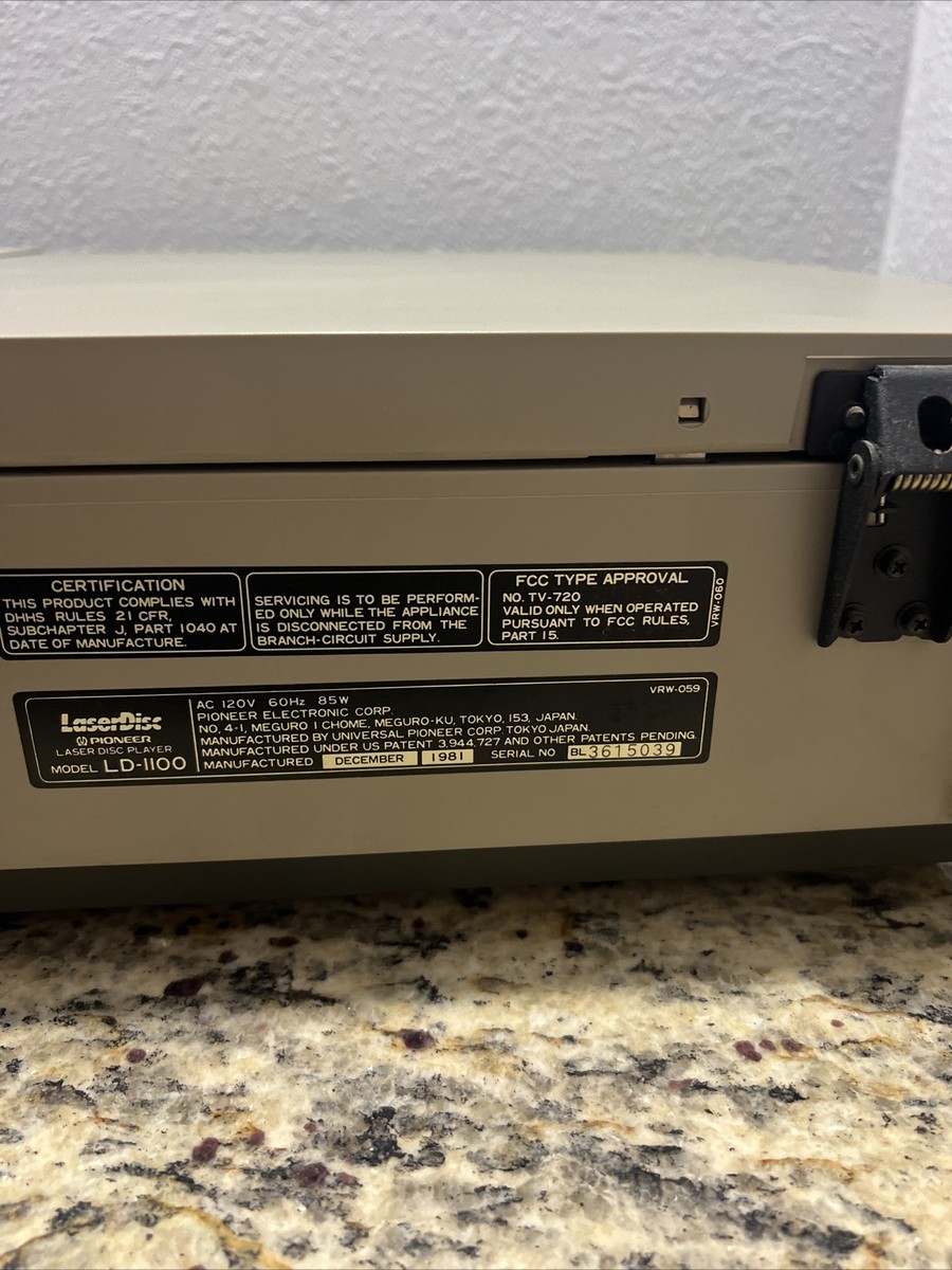 Lecteur LaserDisc Pioneer LD-1100 - 1981 - Vintage Première Génération - Fonctionne