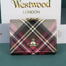 Vivienne Westwood Tri-fold wallet Tartan check Wine New JP