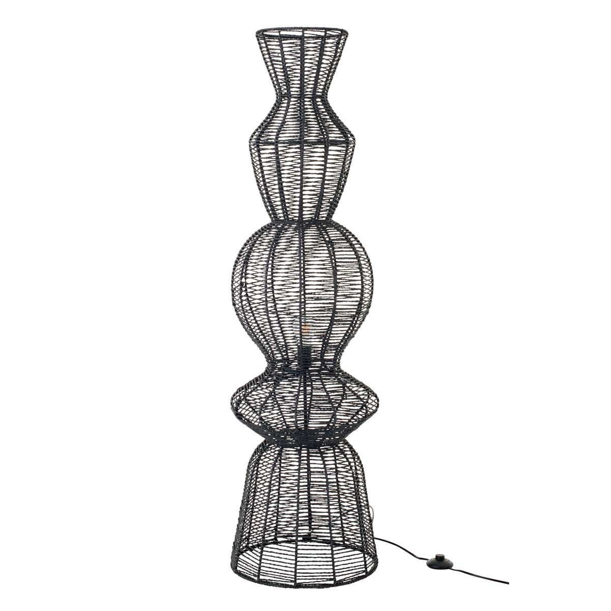 Lampadaire design corde Saul 135cm noir pour salon contemporain