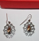James Avery 925 Sterling Silver & 14K Gold Latticework Tear Drop Dangle Earrings