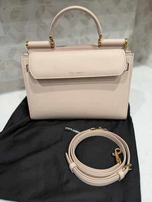 Dolce & Gabbana Sicily 62 Blush Nude Leather Satchel Gold Hardware Bag