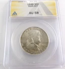 1948 Franklin Silver Half Dollar DDR-007 ANACS AU 58
