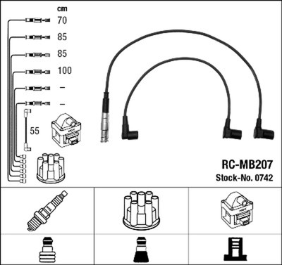 NGK Zündleitungssatz 0742 für MERCEDES 190 C124 W124 W201 W461 KLASSE S124 124
