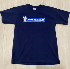 Y2K Michelin Man Tires Promo Shirt Medium Navy Blue Gildan Ultra Cotton