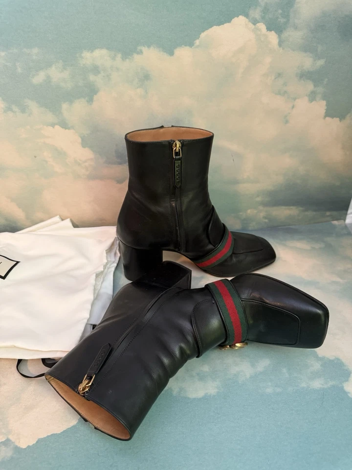 Gucci GG Marmont Women Monogram Black Leather Ankle Boots EU 37.5 US 7.5 - Image 4 of 4