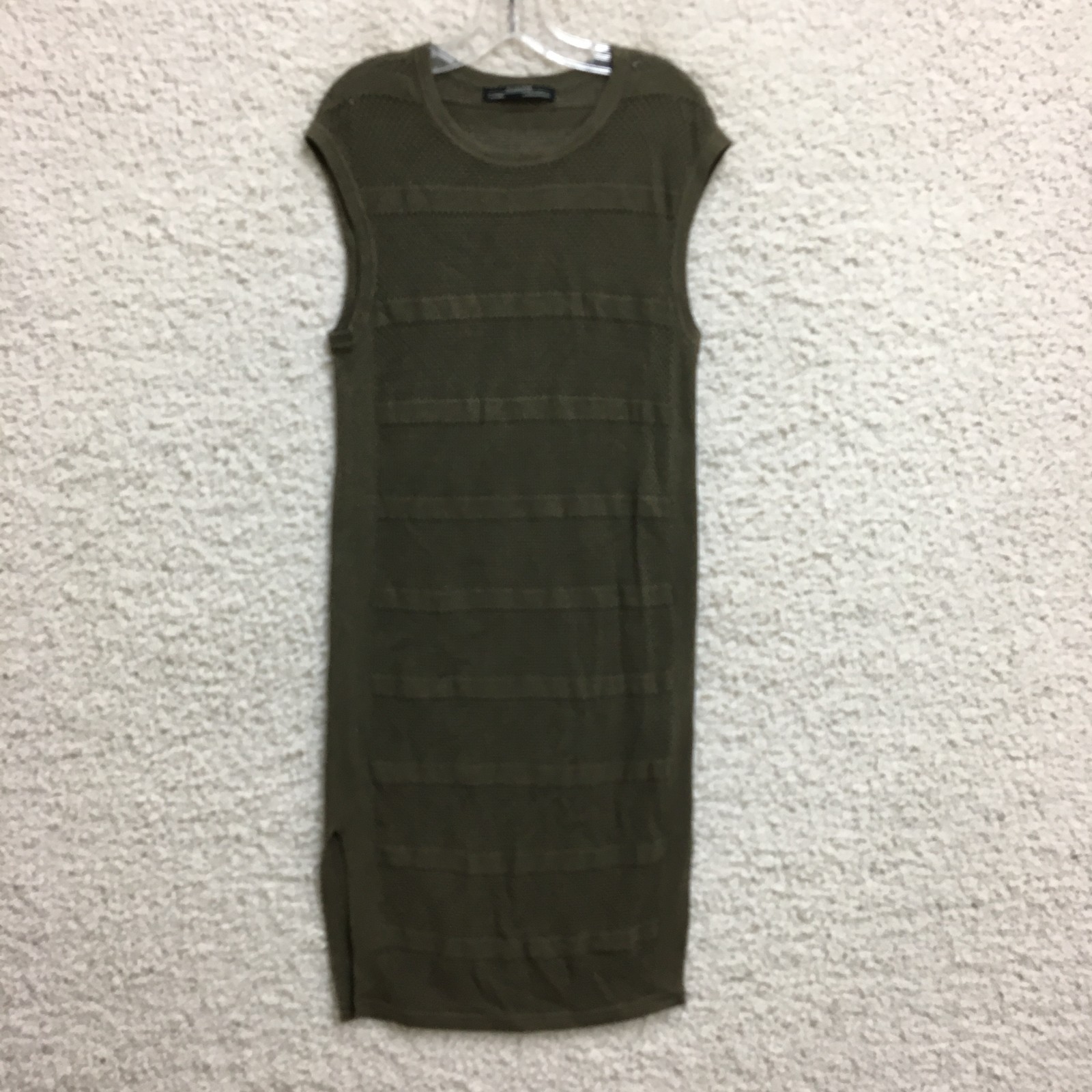 AllSaints Dress 8 Adult Green Band Midi Linen Crochet Short Sleeve A Line Womens