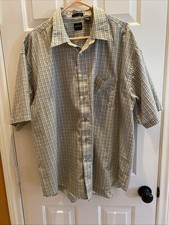 Arrow Oxford Dress Shirt Men XXL Gray/yellow Check S/S Wrinkle Free Pocket L-1