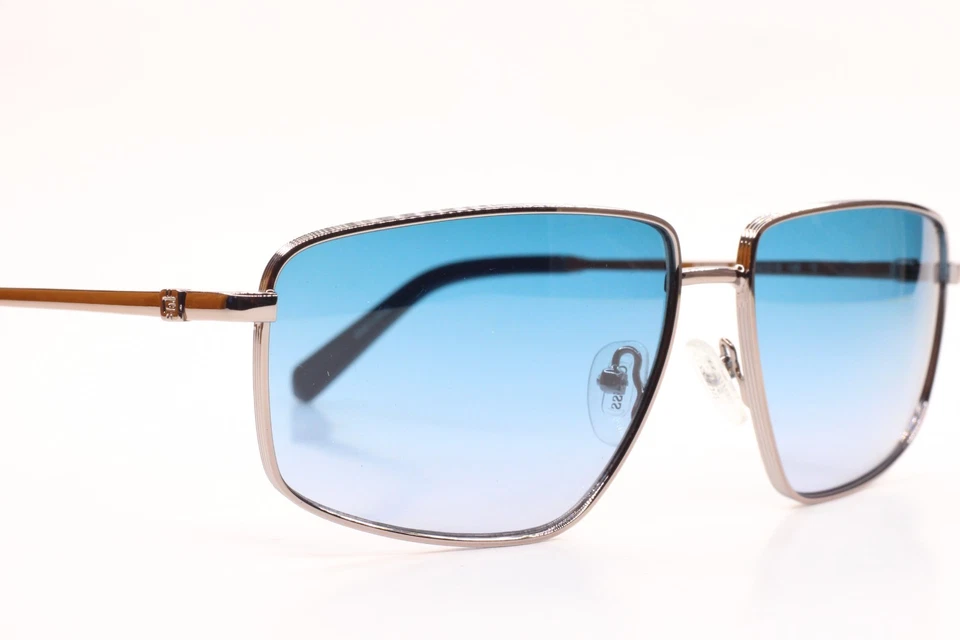 Gafas de sol Guess GU00088 plateadas azules degradadas de metal de diseñador de lujo Italia 62 mm Foto 3 de 4