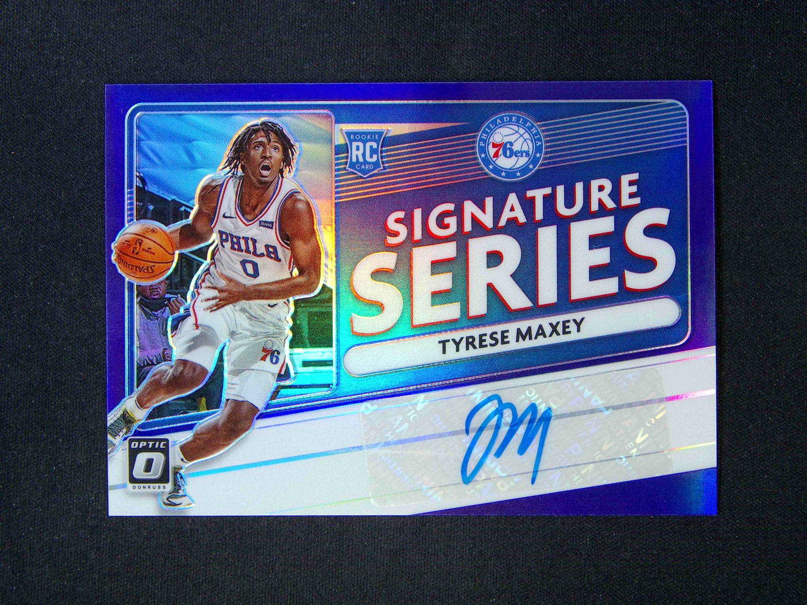 2020-21 Panini Donruss Optic Tyrese Maxey RC Signature Series Auto Purple