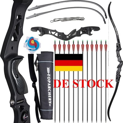 62'' Bogenschießen Takedown Recurve Bogen ILF & Kohlenstoff Pfeil Für Jagd Ziel