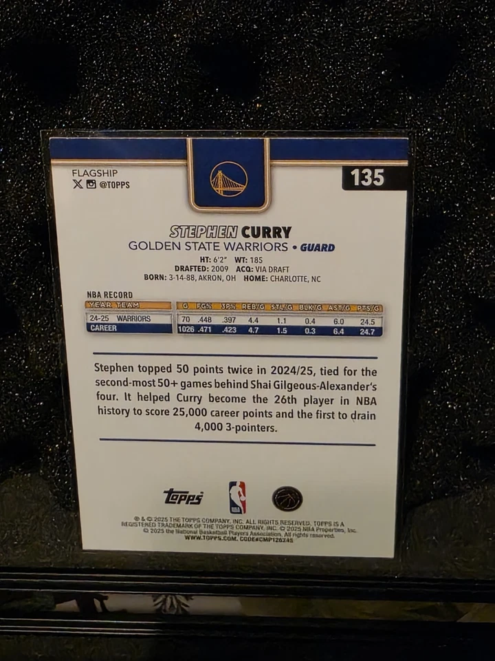 2025-26 Topps Baloncesto Stephen Curry No.135 Equipo Color Border SP Foto 2 de 2