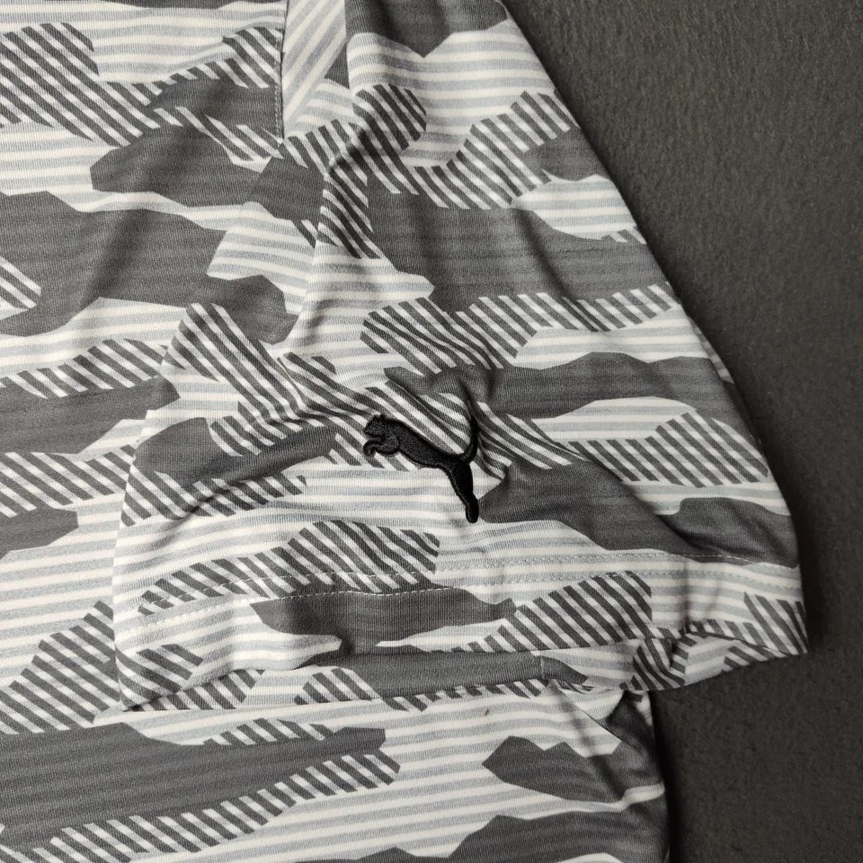Polo Puma Para Hombre XL Gris Blanco Camuflado Rendimiento Elastizado Golf Manga Corta Foto 4 de 4