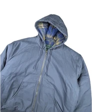 Woolrich Men’s Canvas Hooded Work Jacket Flannel Lined Size XL Gray Heavyweight