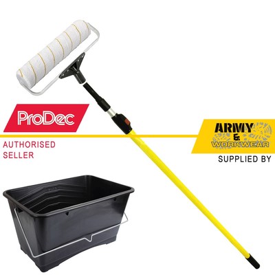 ProDec Caiman 12'' Mikrofaser Kurzflor Farbroller + DA Rahmen + Stange + Eimer
