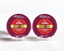 2 Kiwi Shoe Polish Tin Cordovan Leather 1.125 Oz. Renews Protects Leather
