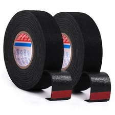 2 Rolls Black Wire Harness Cloth Tape, Speaker Wiring 15mm by 50ft (2 Rolls)