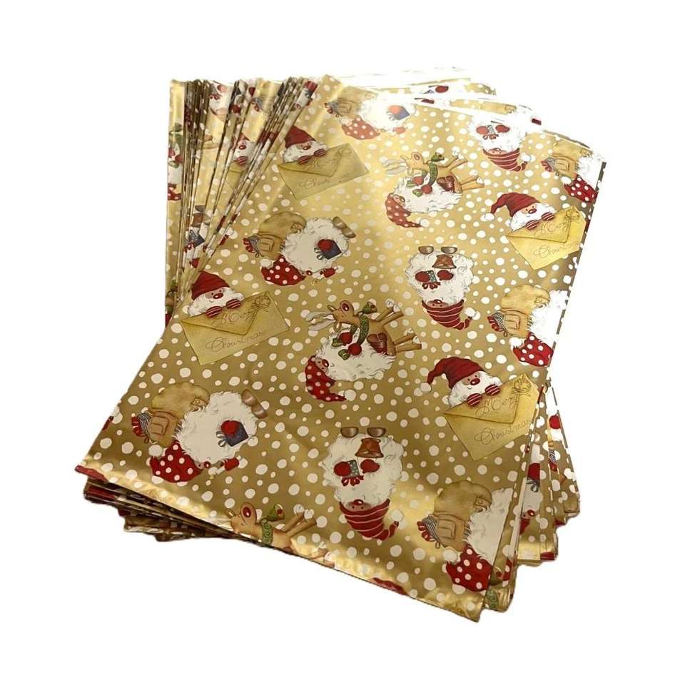 SUBITODISPONIBILE 50 Buste Regalo perlate BABBO NATALE CON LETTERA colore ORO 20x35 cm 1EWL