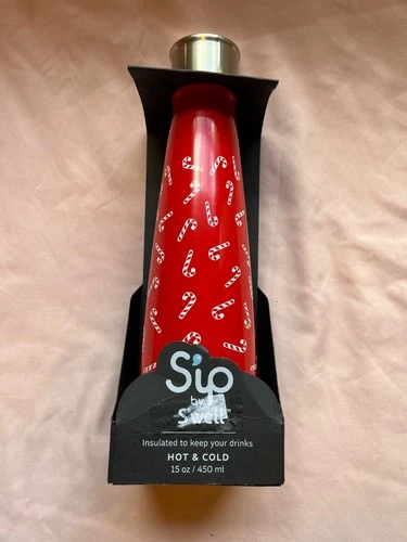 NEW Sip by Swell Insulated Water Bottle CANDY CANE  15 oz. Insulated Stainless