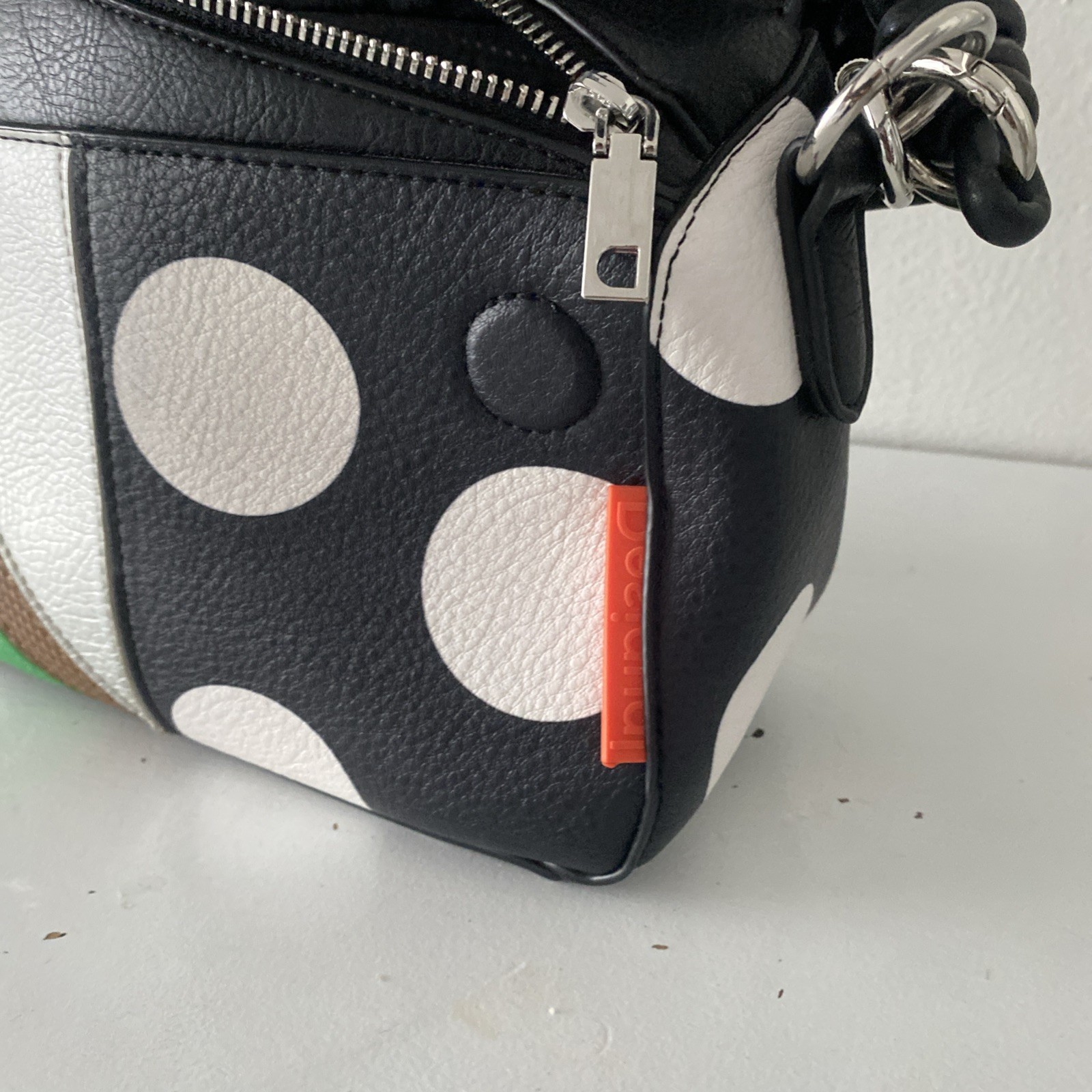 Desigual Patchwork Polka Dot Leather Shoulder Bag… - image 8