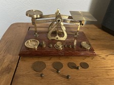 Vintage Brass Post Office Letter Scales With Brass and other Weights
