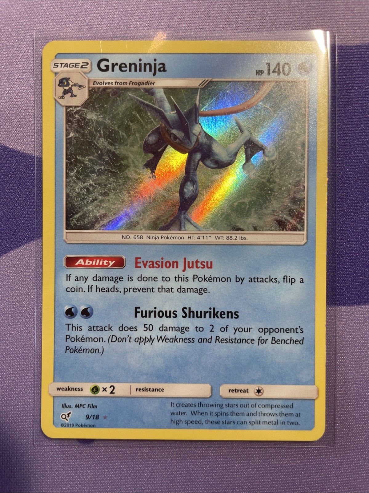 Pokémon TCG Greninja Holo Rare 9/18 Detective Pikachu MP
