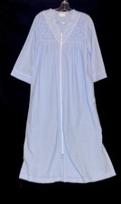 M Miss Elaine Seersucker Summer Robe House Dress Zipper Pockets