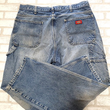 Dickies Distressed Faded Blue Denim Skater Baggy Carpenter Jeans Mens 36x31