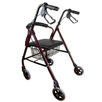 Seniorenrollator Alu Laufrad mit Rollen Sitz und Bremsen klappbar