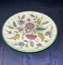 Minton Fine English Bone China Haddon Hall Floral Pattern Scalloped Green Edge