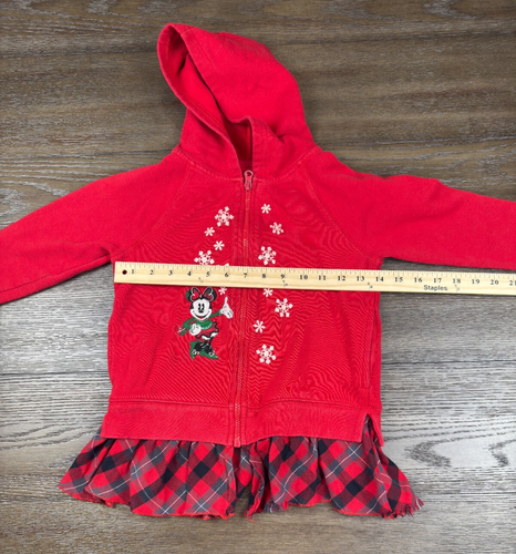 Disney Parks Christmas Minnie Mouse Red Embroidered Zip Up Hoodie Jacket Size S - Picture 4 of 5