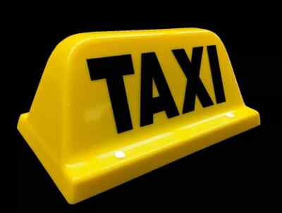 Taxi Dachschild 10'' gelb - magnetisch Hackney Privatvermietung Top Box LED KOSTENLOSER VERSAND