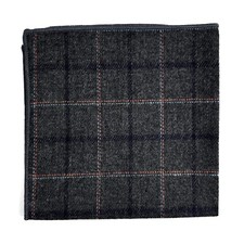 Gray Overcheck Wool/Cotton Pocket Square