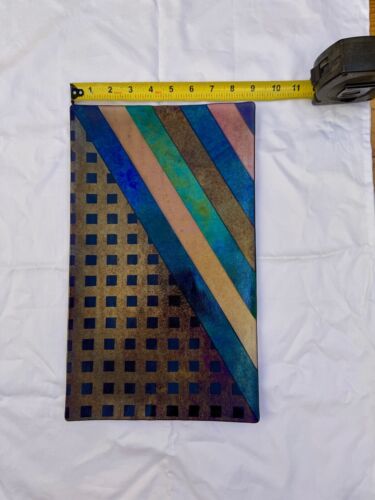 Large 80s 90s Kurt McVay Dichroic Iridescent Tray Studio Fused Glass Signed - Picture 2 of 4