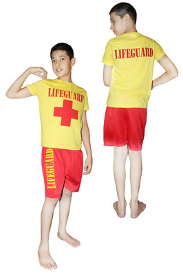 Boy's Red Yellow Life Guard Children Costume Rescue Team Kids