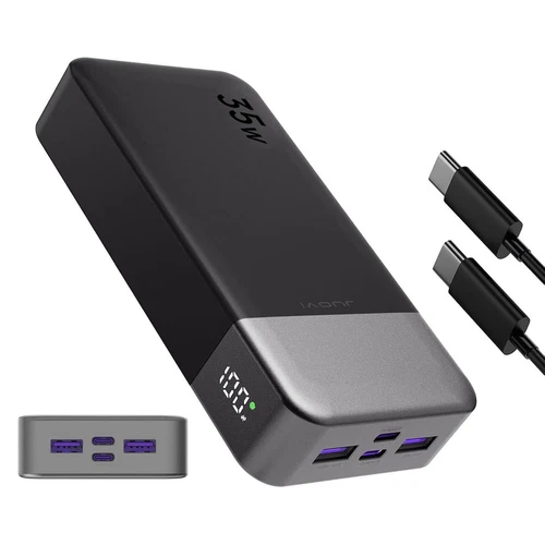 JUOVI Power Bank 20000mAh 35W Charging Portable External External Battery Black