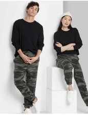 Wild Fable New High-Rise Fleece Sweatpants Green Camo Size XS Pockets Unisex