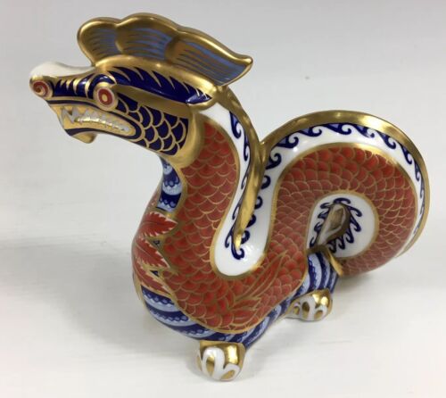 Royal Crown Derby Dragon Paperweight Imari Silver Stopper 11.5cm In Height