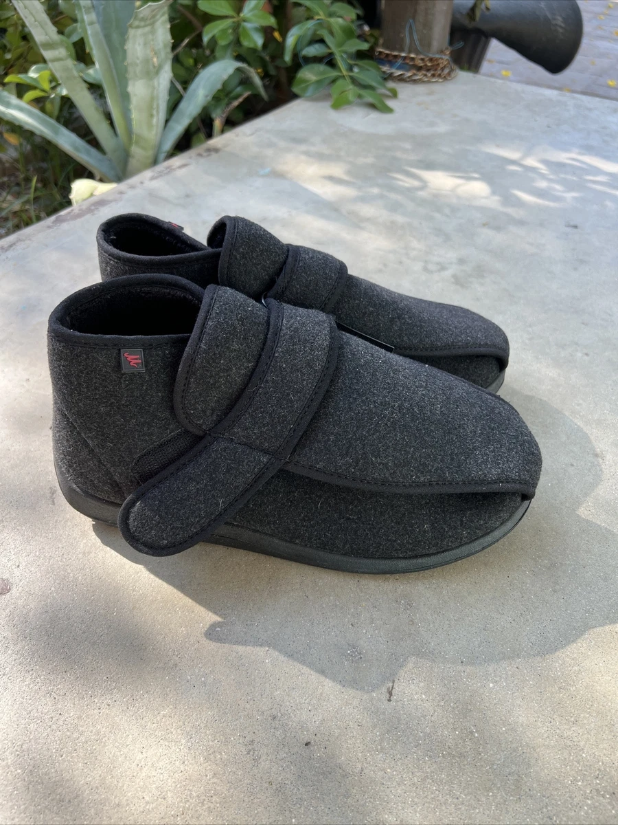 LESVAGO Dark Grey Diabetic Slip On Shoes Men s Size 9.5 Hook Loop