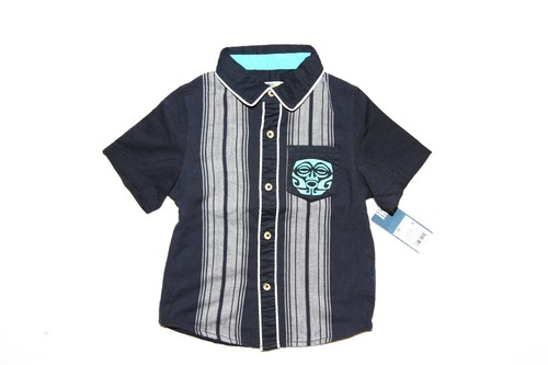 Oshkosh Genuine Kids Boys 3T Night Sky Blue Hawaiian Button Up Shirt - 第 1/12 張圖片