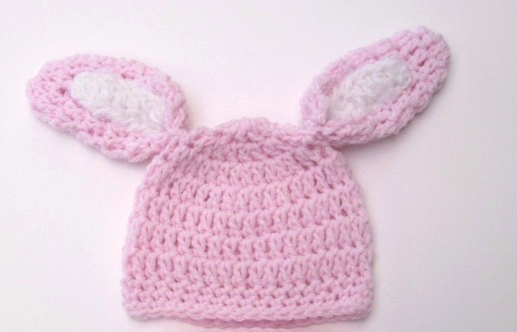 CROCHET BUNNY BABY HAT infant toddler child adult PINK beanie photo prop USA