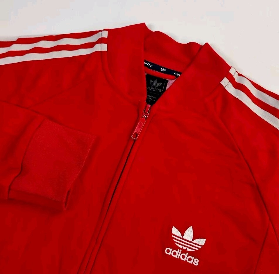 Vintage Adidas Firebird 3-Stripe Track Jacket Men's Medium Red Full Zip Classic