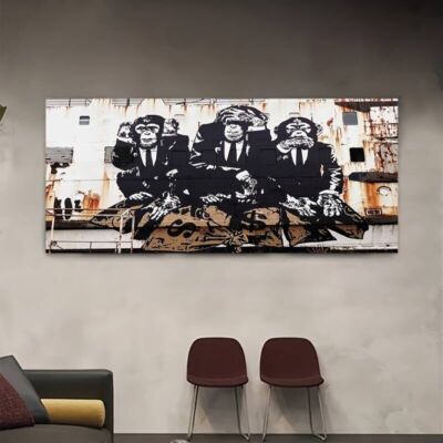 Banksy 3 weise Affen ungerahmte Leinwand Wand Graffiti Kunstdruck Kunstwerk Poster.
