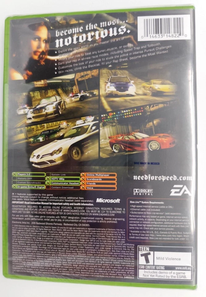 Need for Speed: Most Wanted (Microsoft Xbox, 2005) BRAND NEW Factory Sealed! - Image 3 of 4