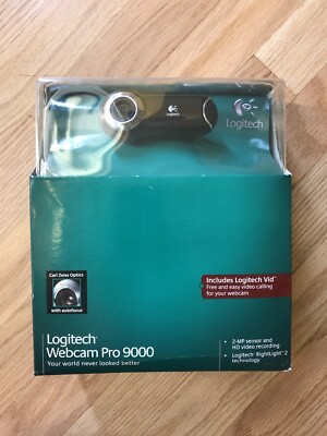 Logitech Webcam Pro 9000 Black USB 2MP Autofocus Carl Zeiss