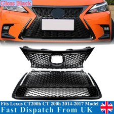 For 2014-2017 Lexus CT200h F-Sport Style Front Bumper Upper & Lower Grille Black